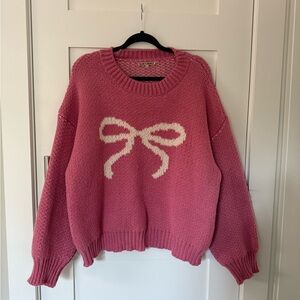 Charming Pink Bow Sweater